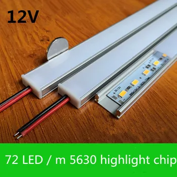 10-20 комплектов 72LED/m 12 В жесткого светового стержня с подсветкой 5630 чип алюминиевый профиль, канальный чехол для ПК, бесплатная доставка DHL
