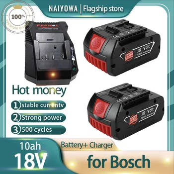 100% Оригинальная литий-ионная аккумуляторная батарея 18V/10ah для резервного аккумулятора Bosch, Портативная Сменная индикаторная лампа BAT609