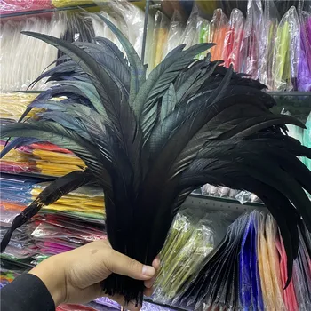 100 шт./лот, красивые куриные перья для поделок, черные 16-18 дюймов/40-45 см, перья для празднования карнавала, Свадебные перья для танцоров, сделай сам