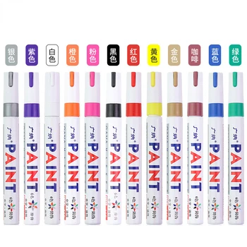 12 Цветных цветных маркеров Водонепроницаемая Автомобильная шина Протектор Шины Резина Металлические маркеры для перманентной краски Ручка Стационарные Принадлежности для рисования