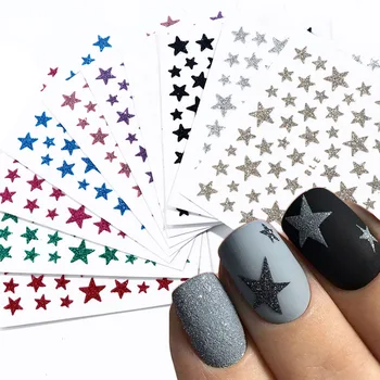 1шт 3D Слайдер для ногтей Звезды Наклейки Блестящие Украшения Наклейка DIY Трансферный клей Красочные Советы по Дизайну ногтей Маникюр JINC132