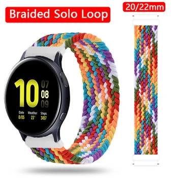20 мм 22 мм Плетеный Ремешок Solo Loop для Samsung Galaxy watch 3 active 2 40 мм Gear S3 46 мм 42 мм браслет Huawei watch GT 2 Pro Band