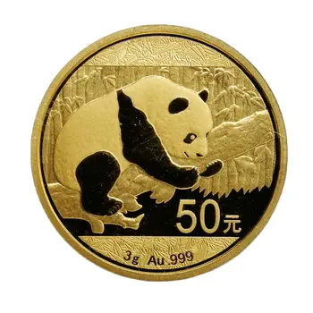 2016 Китай Панда 24K Золотая памятная монета Настоящий оригинал 3g Au.999 50 юаней UNC