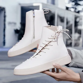 2023 Весенняя Белая Модная Дизайнерская обувь на молнии, Мужские Повседневные кроссовки на платформе с высоким берцем, Роскошная обувь, Мужские Ботильоны, Chaussure Homme