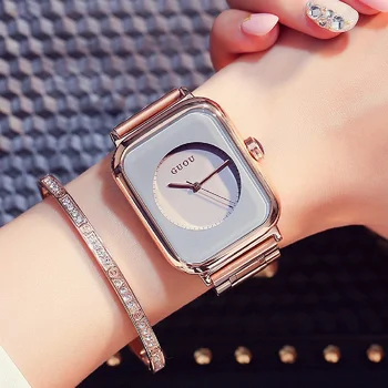 2023, Кварцевые часы от ВЕДУЩЕГО бренда, Женские Простые Модные Квадратные золотые стальные платья, модные наручные часы Relogio Feminino Montre