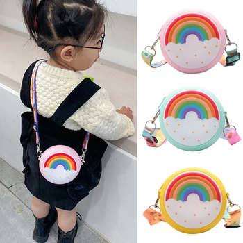 2023, Круглая сумка через плечо с пончиком для девочек, Детская сумка на плечо с Регулируемым Ремешком, Карманная упаковка с радужным принтом для отдыха