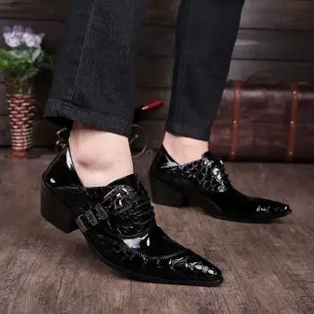 2023 Модная Мужская Деловая Повседневная модель из кожи с острым носком на высоком Каблуке в Корейском стиле, Модная Обувь для парикмахера, Обувь для ночного клуба