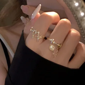 2023 новое открывающее кольцо с молнией и цирконием ins tide модное универсальное кольцо на указательный палец, аксессуары для взрослых, темперамент, аксессуары для женщин