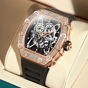 2023 Новые мужские часы ONOLA, модный Роскошный дизайн с бриллиантовой инкрустацией, кварцевые водонепроницаемые часы с лентой, мужские часы Relogio Masculino