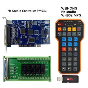 3-осевой контроллер V8 с ЧПУ Pm53c Nc Studio, совместимый с системой управления Weihong, беспроводной пульт дистанционного управления USB Xhc WHB02