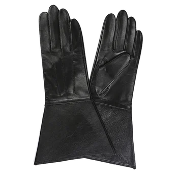 35 см Мужские кожаные перчатки с сенсорным экраном с двойной манжетой, роскошные обтягивающие длинные перчатки из натуральной кожи без подкладки для вождения, мото-перчатки для верховой езды