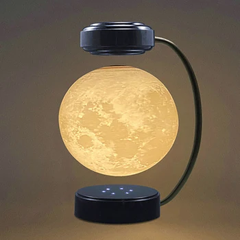 3D Магнитно-Левитирующая Лунная лампа, светодиодный Ночник, Вращающаяся Беспроводная Трехцветная Плавающая лампа для спальни, Новинка, Рождественский подарок
