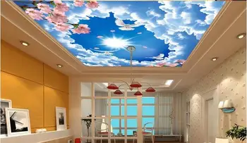 3d обои на заказ фотообои Небо облака листья персика бабочка украшение потолочные фрески домашний декор обои для стен 3d