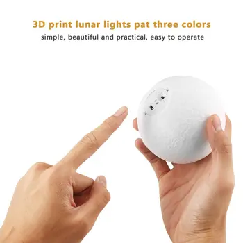 3D Принт Лунная Лампа Перезаряжаемый Светодиодный Ночник Креативный Сенсорный Выключатель Лунный Свет Для Украшения Спальни Подарок На День Рождения