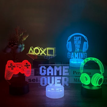 3D светодиодная игровая установка, RGB лампа, украшение для игровой комнаты, ночник с питанием от USB, настольная лампа для декора спальни, Рождественские огни