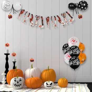 4 Комплекта Баннеров с орнаментом на тему Хэллоуина, Бумажный макет для вечеринки, Подвесной декор