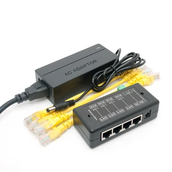 4 Порта Гигабитный пассивный PoE инжектор midspan Ethernet адаптер 48V1A 48 Ваттный блок питания