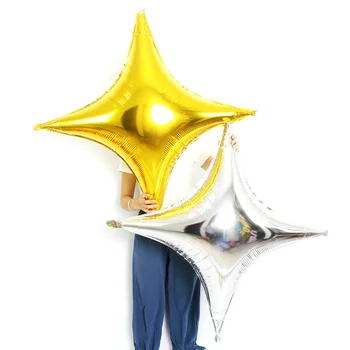 40-дюймовый воздушный шар с четырехконечной звездой, золотисто-серебряный воздушный шар, украшение для детского душа, свадьбы, дня рождения, воздушный шар из алюминиевой фольги