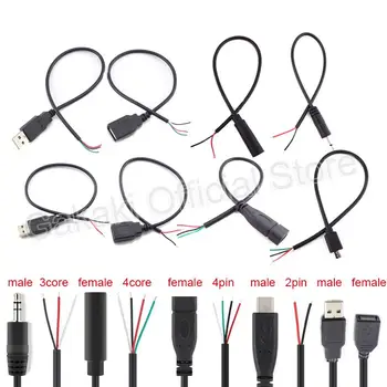 5 Типов проводов Разъем Micro USB 2.0 Type-C AUX Mono Источник питания Удлинительный кабель Зарядное устройство от мужчины к женщине 2-контактный 4-контактный кабель передачи данных
