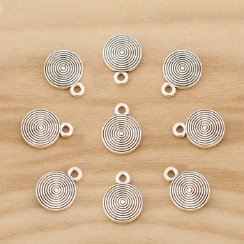 50 Штук Тибетского серебра, 2-сторонние спиральные подвески с закручивающимся кругом, бусины для самостоятельного изготовления ожерелья, браслета, ювелирных изделий 9 мм