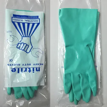 8 штук/4 пары маслостойких длинных зеленых рабочих перчаток с покрытием из нитриловой резины, химически стойких неопреновых перчаток