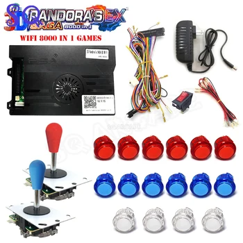 8000 в 1 Pandora Saga Box EX DIY Kit 2 плеера с 5-контактным джойстиком и светодиодной кнопкой в стиле Sanwa для аркадной игровой консоли