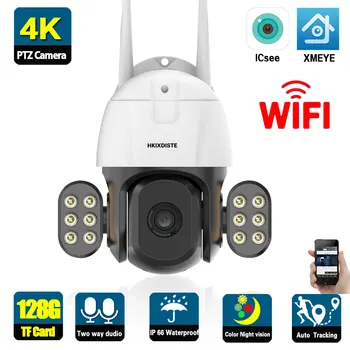 8MP 4K WiFi PTZ Камера Безопасности H.265 Наружная Беспроводная IP-Камера HD AI Обнаружение человека P2P CCTV Система Видеонаблюдения Icsee