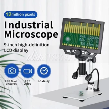 9-Дюймовый 1080P ЖК-цифровой Микроскоп 50X-1600X Для пайки электронных микроскопов Со светодиодной подсветкой Поддержка ПК Компьютер