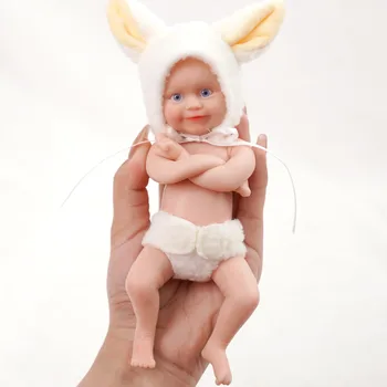 ADFO 6 Дюйм(Ов) Ов) Возрожденные Полностью Силиконовые Куклы Мэдди Реалистичная Мини Новорожденная Улыбка Детская Ванночка Моющаяся Модная Подарочная Коллекция Для Девочек