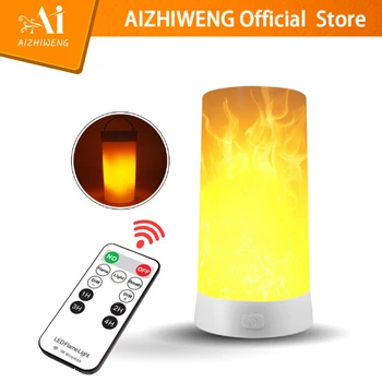 AIZHIWENG Светодиодный светильник с эффектом пламени, USB Перезаряжаемая настольная лампа с 4 режимами Водонепроницаемого мерцающего фонаря