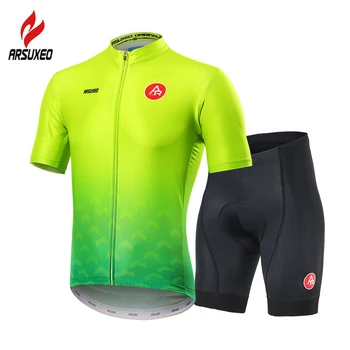 ARSUXEO, 9 цветов, Летний мужской комплект из джерси для велоспорта с коротким рукавом, дышащий, быстросохнущий, дорожный велосипед, Джерси для велоспорта, комплект одежды для велоспорта
