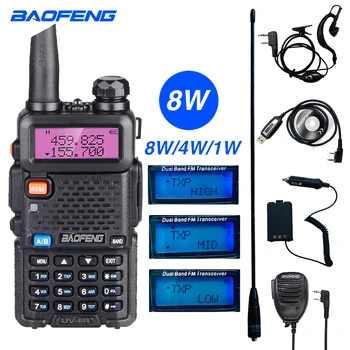 Baofeng UV 5R Высокомощная 8 Вт Портативная рация 10 км Двухдиапазонная УКВ/UHF Двухстороннее радио Портативная Радиолюбительница Безопасность UV-5R FM-Трансивер
