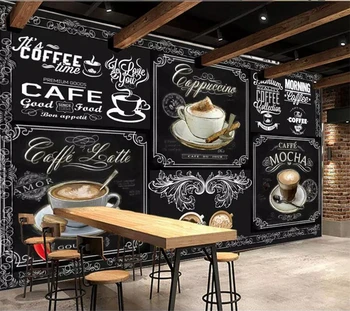 beibehang Пользовательские обои 3d фотообои в европейском и американском стиле ретро ручная роспись доска кофейный кейтеринг 3d обои