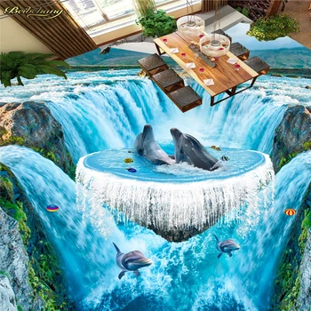 beibehang Пользовательские Фотообои Напольная живопись 3D Водопад Океан Дорожка для ванной комнаты 3D Напольная бумага