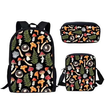 Belidome/ 3 комплекта школьных сумок с грибным принтом для мальчиков-подростков и девочек, Дорожный рюкзак для учащихся начальных классов, сумки для книг Mochila Infantil