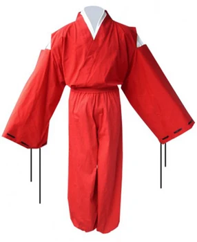Brdwn Inuyasha Женский Костюм для Косплея Kikyo Fire Rat Cho, платье-кимоно (топ + брюки + пояс + лента)