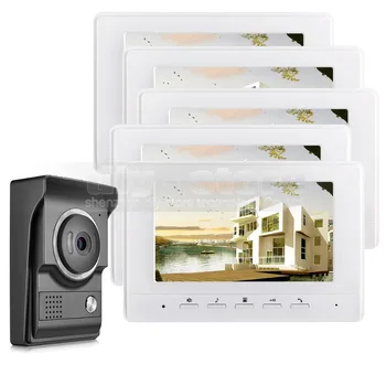 DIYSECUR 7-дюймовый Видеодомофон Видеодомофон 700TV Линейная ИК-Камера Ночного Видения HD для Домашнего Офиса Заводской Белый 1V5