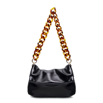 Ellovado Роскошная сумка на толстой цепочке, женская сумка из искусственной кожи, сумка-мессенджер, Модная Дизайнерская Женская черная сумка-клатч Bolso