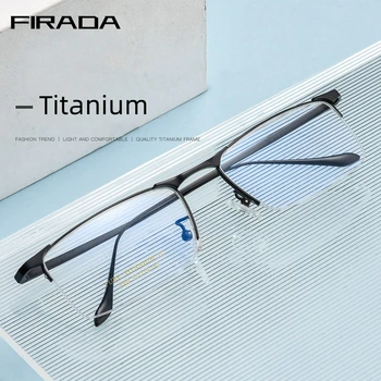 FIRADA Роскошные модные очки в Ретро-Квадратной титановой оправе, Оправа для очков при близорукости, Оптические очки по рецепту, Оправа для мужчин 2089 P