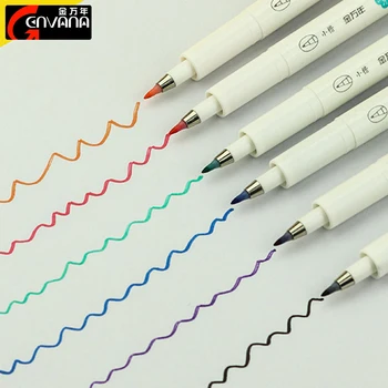GENVANA Color Beauty Pen 6 цветов/комплект, Кисточка для каллиграфии с мелкими Символами, Мягкая головка, ручка для поздравительной открытки с подписью, G-0989T