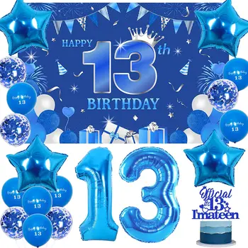Happy 13th Birthday Background Decorations Официальные Воздушные Шары Its 13 I'm A Teen Blue Star для Вечеринки в честь Дня рождения Подростка 13