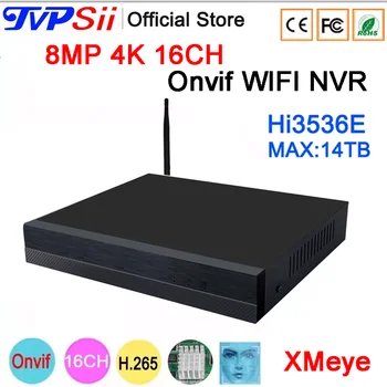 Hi3536E Xmeye Auido H.265 + 8MP 4K 16CH 16-канальный Распознаватель лиц Onvif WIFI CCTV DVR NVR Видеорегистратор для Видеонаблюдения