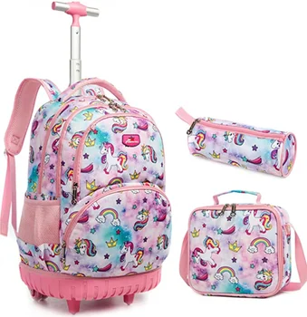 Jasminestar 18-дюймовый Рюкзак на Колесиках, Детская Школьная сумка-тележка на Колесиках, Рюкзак с сумкой для ланча и пеналом для мальчиков и девочек