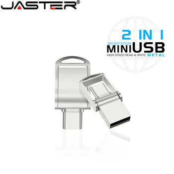 JASTER TYPE-C 2в1 USB 2.0 Флэш-накопители 64 ГБ Высокоскоростной Флеш-накопитель 32 ГБ Мини-Металлическая Карта Памяти Креативный Подарочный U-диск Для Ноутбука