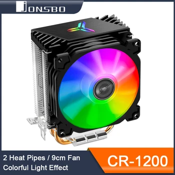 Jonsbo CR1200 процессорный кулер с 2 тепловыми трубками, башня с цветным световым эффектом RGB, 9-сантиметровый вентилятор