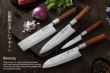 KEEMAKE 1-4 шт./компл. Профессиональные кухонные ножи из высокоуглеродистой нержавеющей Стали, японский нож шеф-повара Сантоку для очистки овощей, инструменты