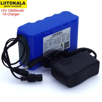 Liitokala 12 В 10Ah 18650 литий-ионный аккумулятор 10000 мАч с платой защиты цепи BMS DC 5,5 *2,1 мм + зарядное устройство 12,6 В 1A