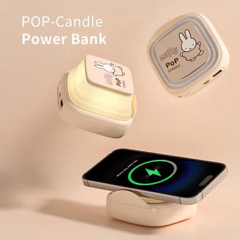 Miffy Новый Дизайн Лампы 20 Вт PD PowerBank Для iPhone 14 Pro Max Беспроводное Зарядное Устройство 10000 мАч Портативное Зарядное Устройство Быстрая Зарядка Милый