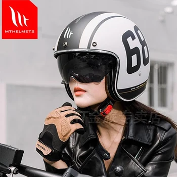 MT LE MANS 2 SV Мотоциклетные Реактивные Шлемы 3/4 С Открытым Лицом, Солнцезащитный Козырек, Винтажные Мотоциклетные Электрические Шлемы Для Езды На Скутере