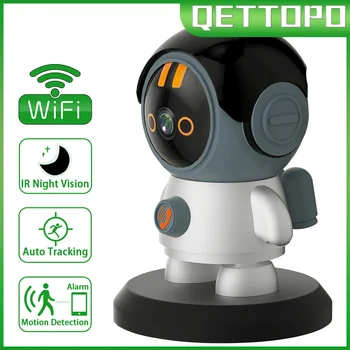 Qettopo 5MP Робот PTZ Wifi IP-камера Слежения за человеком Вызов в один Клик Радионяня в Помещении Камера Видеонаблюдения iCam365